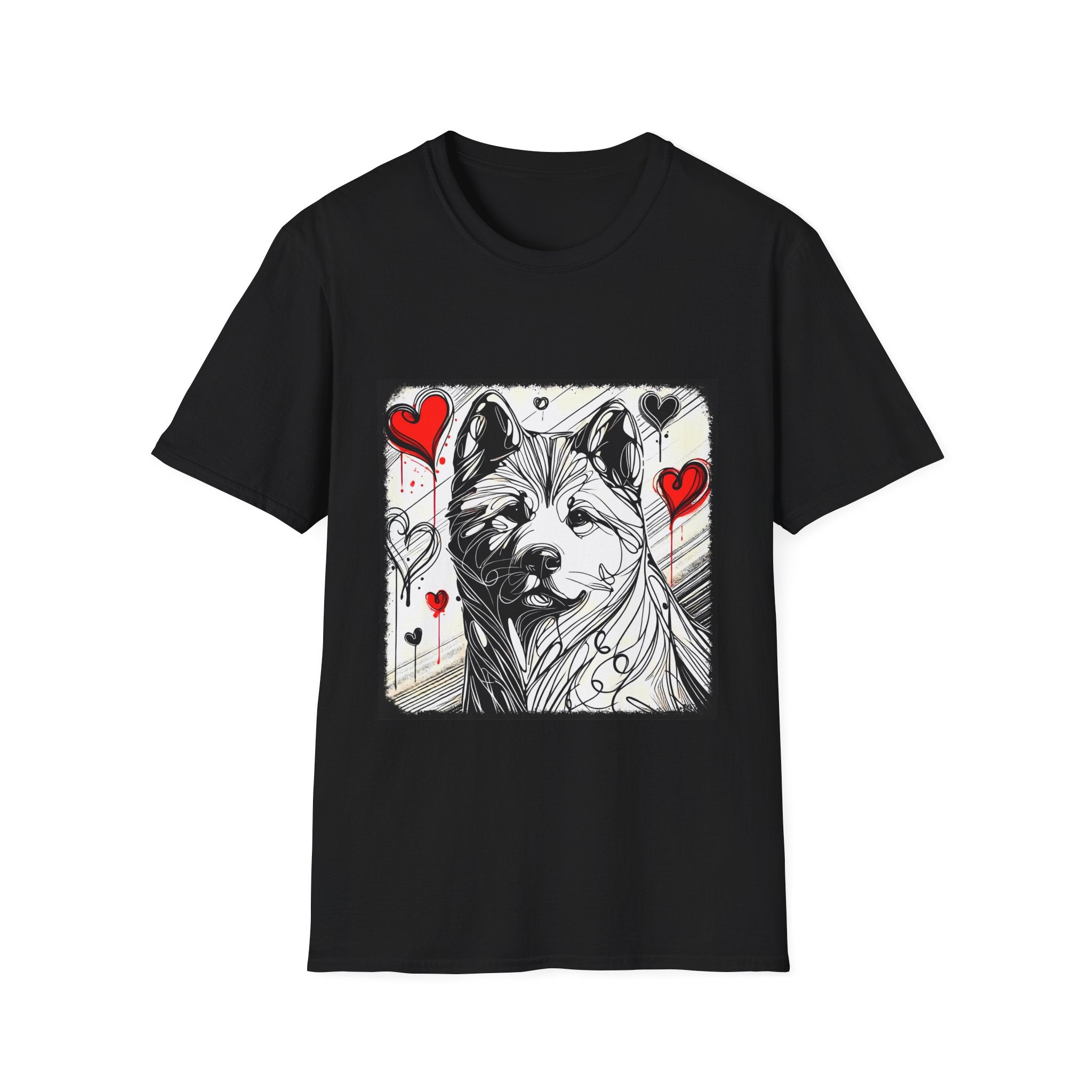 Akita Shirt | Bold Heart Sketch Dog Lover Tee