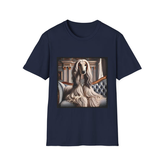Afghan Hound Status Sniffer design dog lover unisex t-shirt in navy