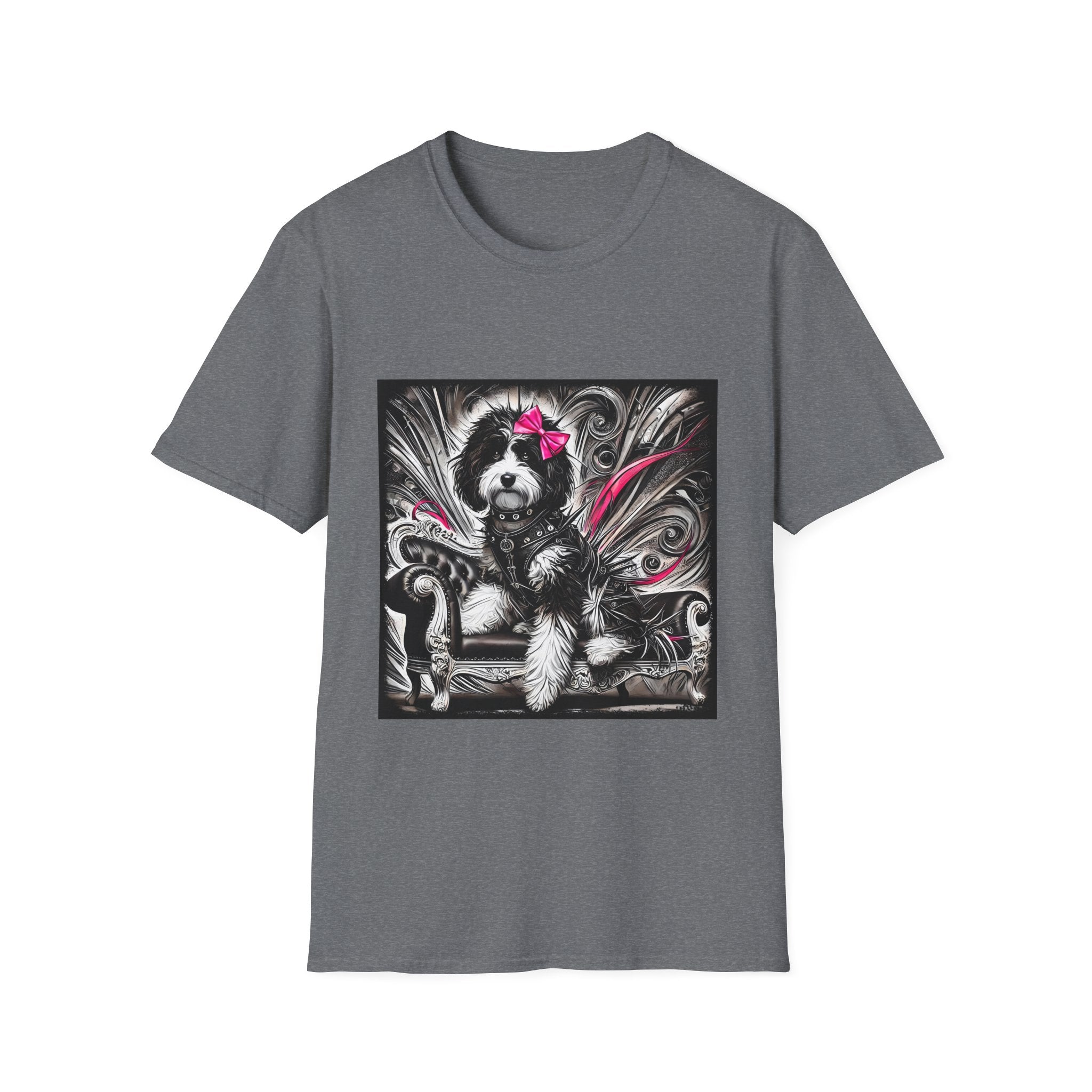 Bernedoodle B&W Pink Bold Rocker | Unisex Dog T-Shirt