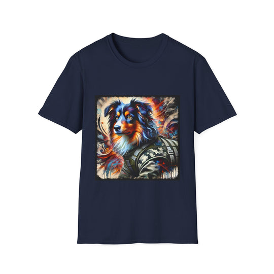 Miniature American Shepherd Camo Classic design dog lover unisex t-shirt in navy
