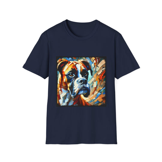 Boxer Vivid Classic design dog lover unisex t-shirt in navy