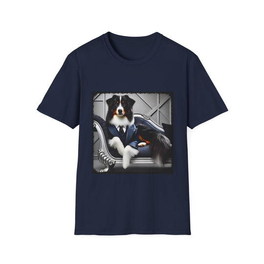 Australian Shepherd Mister Wag design dog lover unisex t-shirt in navy