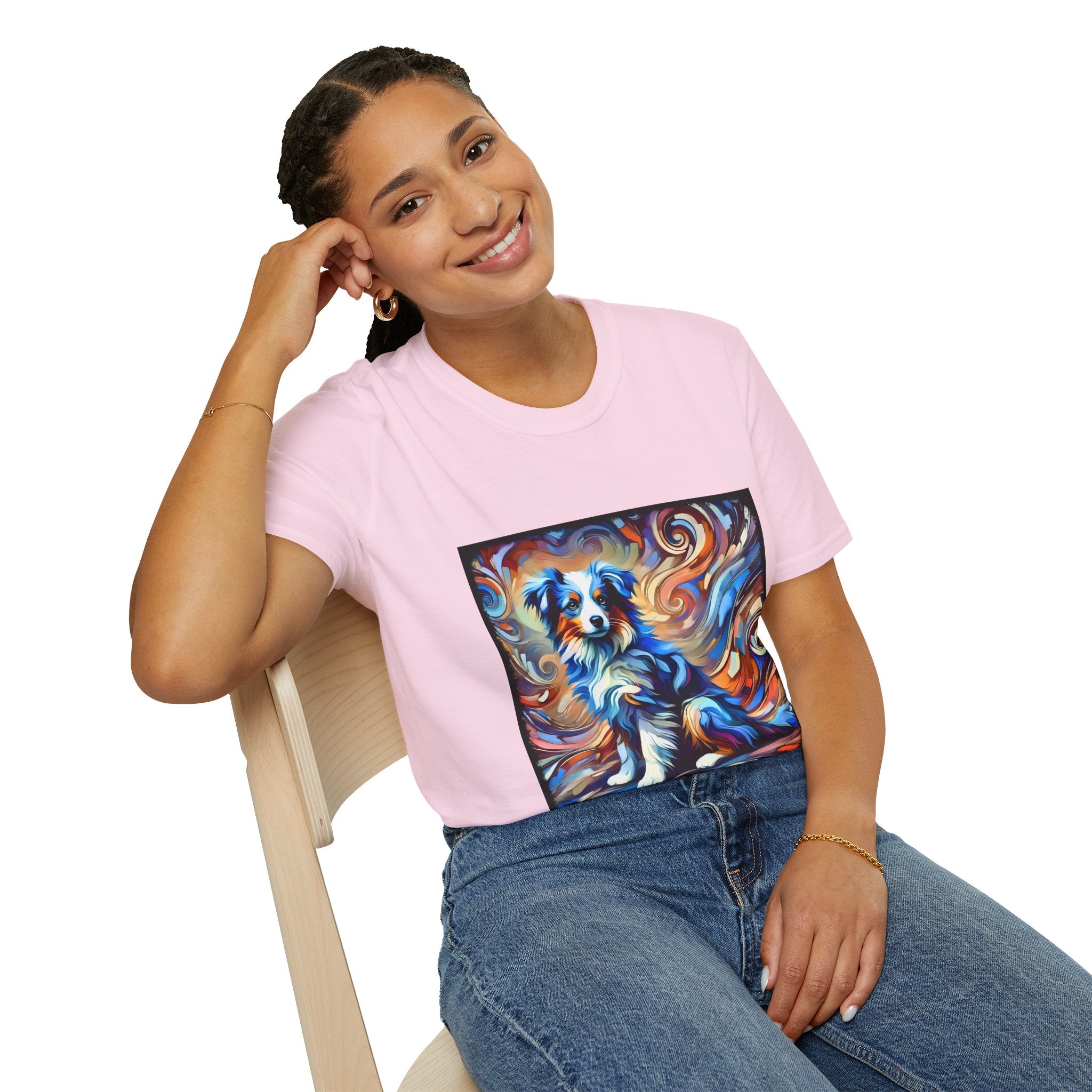 Miniature American Shepherd Blue Merle Swirl | Unisex Softstyle T-Shirt