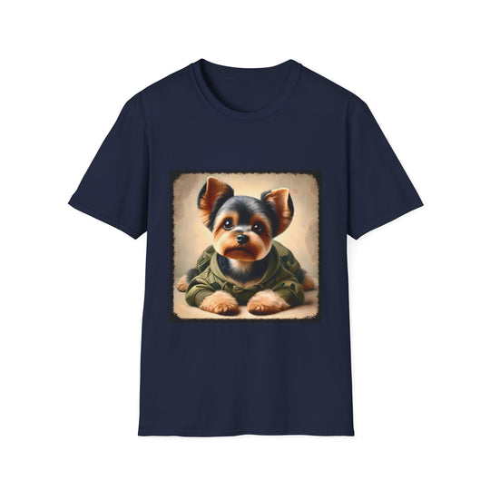 Yorkshire Terrier Combat Cutie design dog lover unisex t-shirt in navy