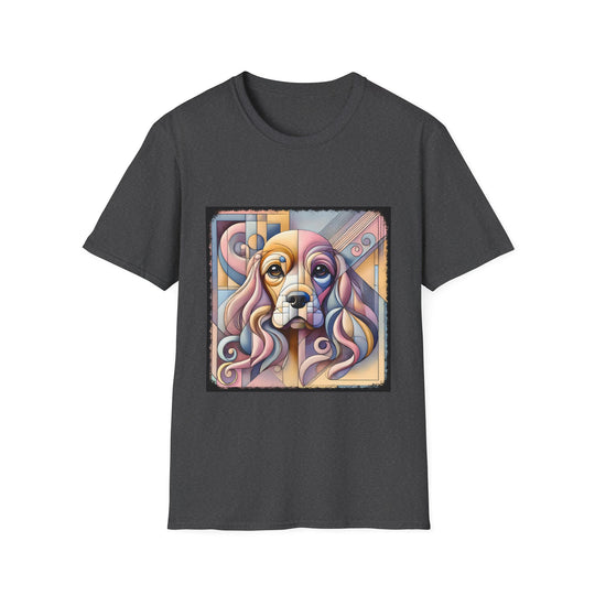 Cocker Spaniel Pastel Geometric design dog lover unisex t-shirt in dark heather