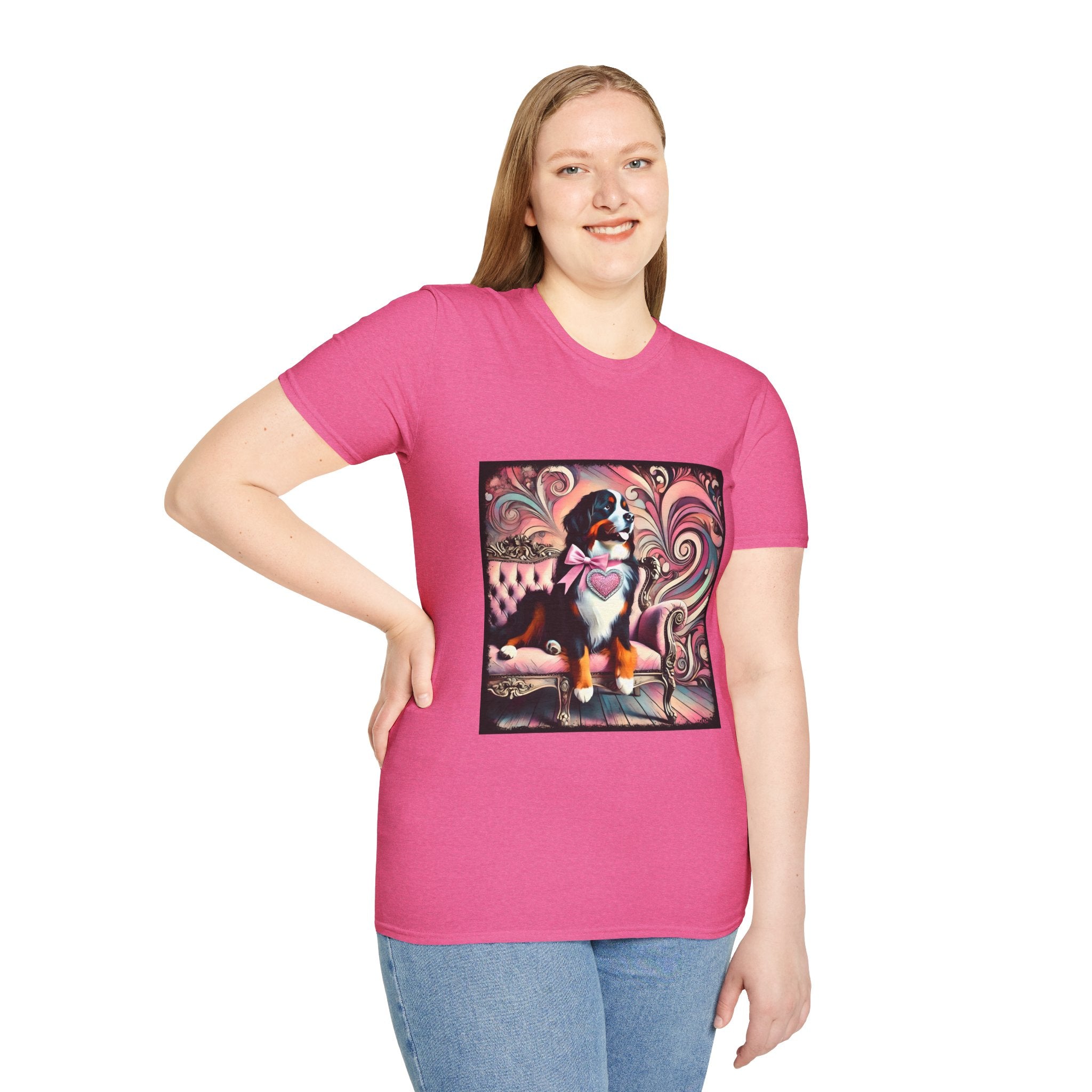 Bernese Mountain Dog Pink Swirl | Unisex Dog T-Shirt