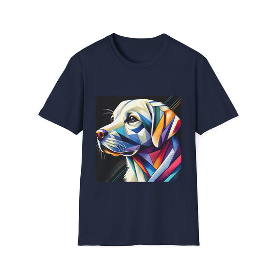 Labrador Retriever Multicolor Geometric design dog lover unisex t-shirt in navy