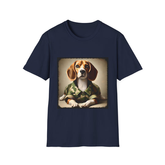 Beagle Camo Comrade design dog lover unisex t-shirt in navy