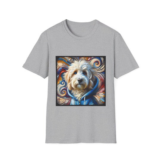 Sheepadoodle Blue Hoodie Swirl design dog lover unisex t-shirt in sport grey
