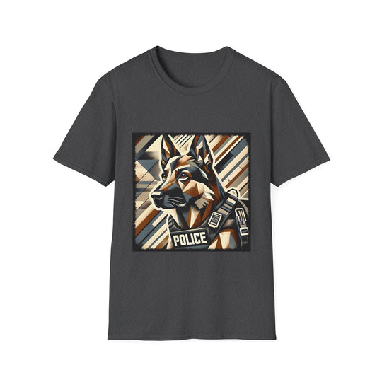 German Shepherd K-9 Geometric design dog lover unisex t-shirt in dark heather
