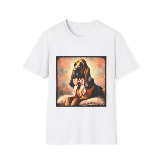 Bloodhound Poised Classic design dog lover unisex t-shirt in white