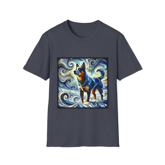 Australian Cattle Dog Blue Swirl design dog lover unisex t-shirt in heather navy
