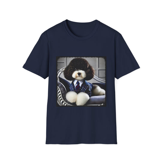 Poodle Dapper Dude design dog lover unisex t-shirt in navy