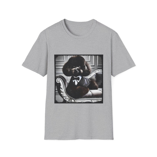 Poodle Tux Boss design dog lover unisex t-shirt in sport grey