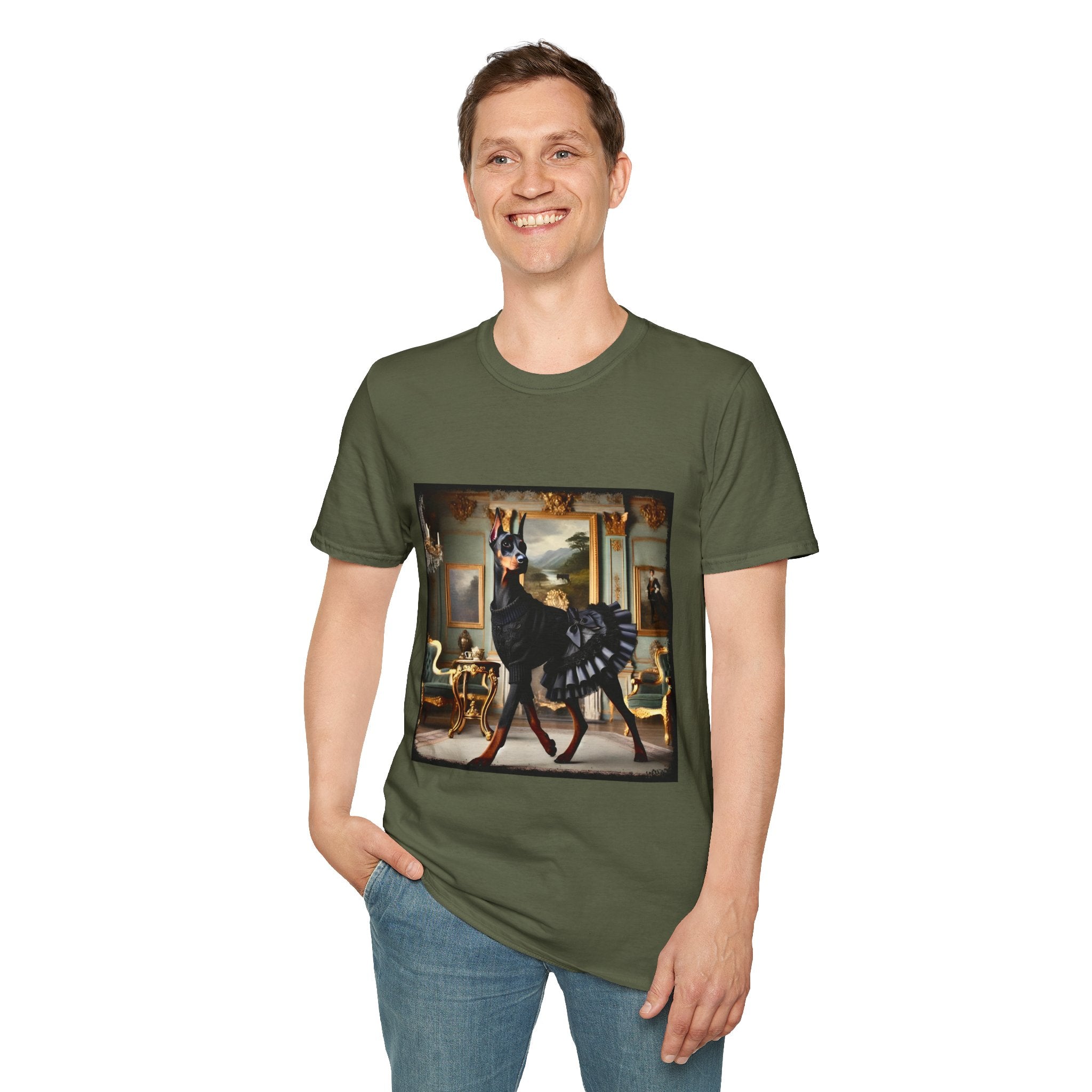 Doberman Pinscher Runway Rich | Unisex Dog T-Shirt