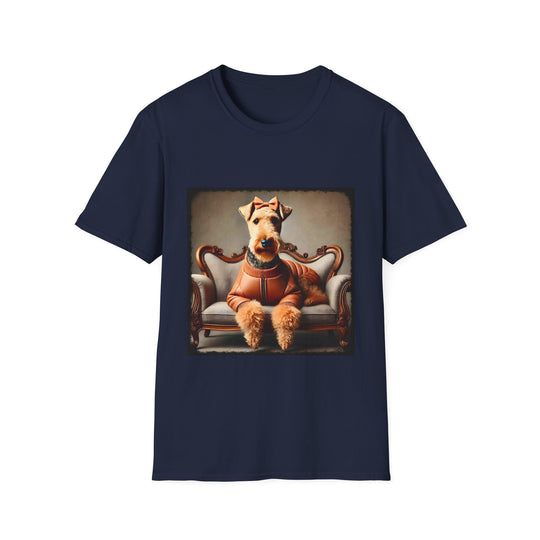 Airedale Terrier Pawfluencer design dog lover unisex t-shirt in navy