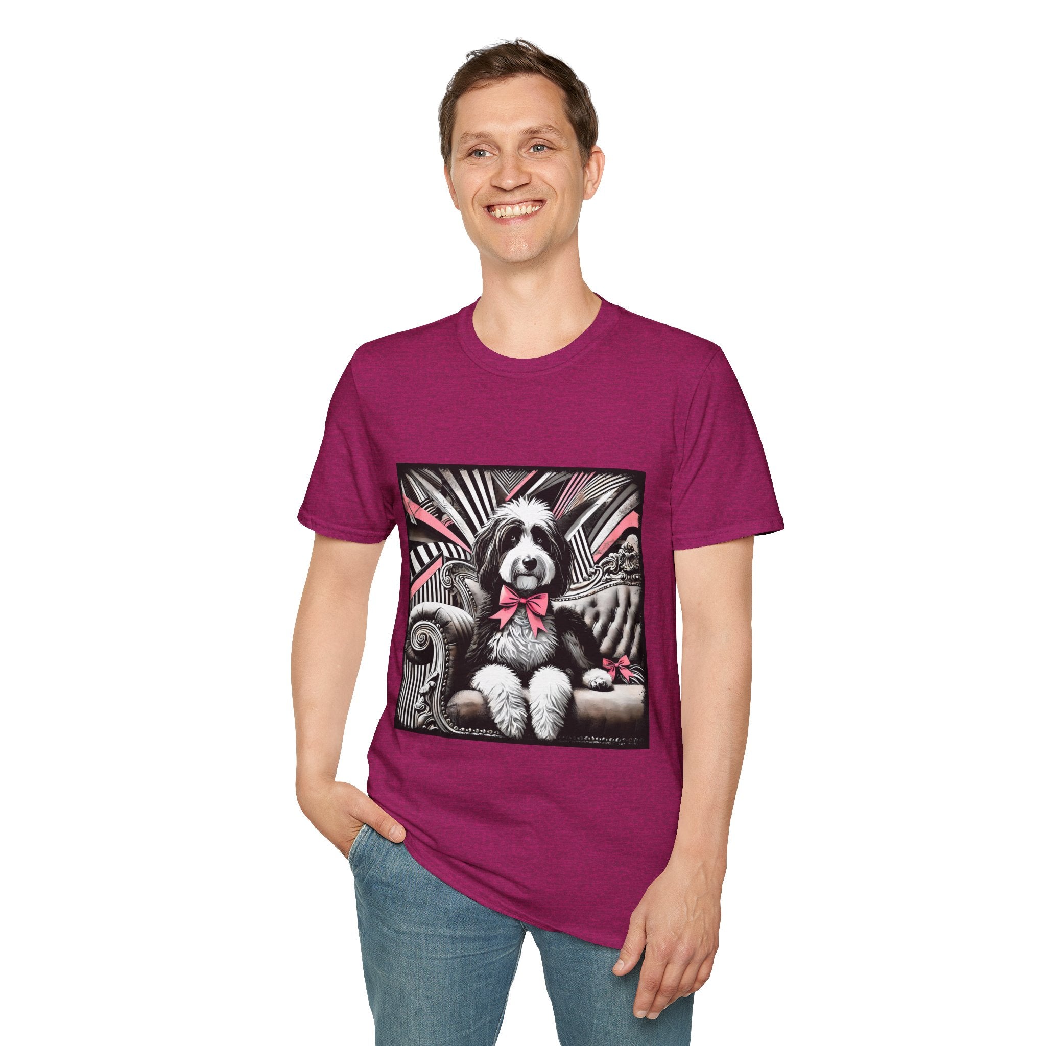 Bernedoodle B&W Pink Bow| Unisex Dog T-Shirt