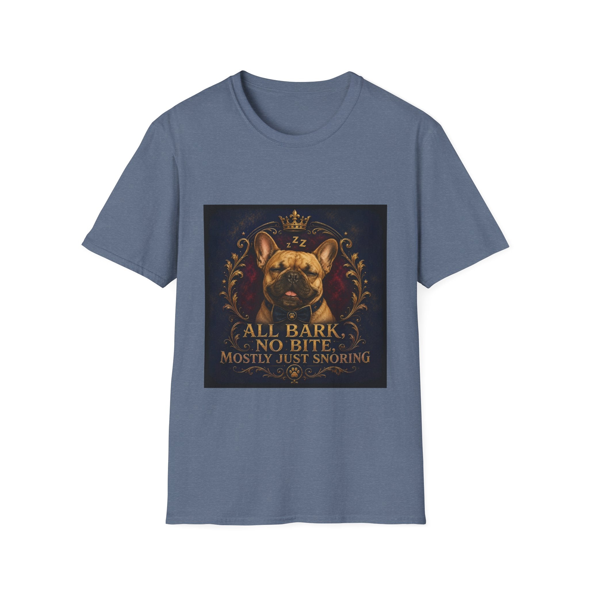 French Bulldog Shirt | All Bark, No Bite, Just Snoring Dog Lover Tee