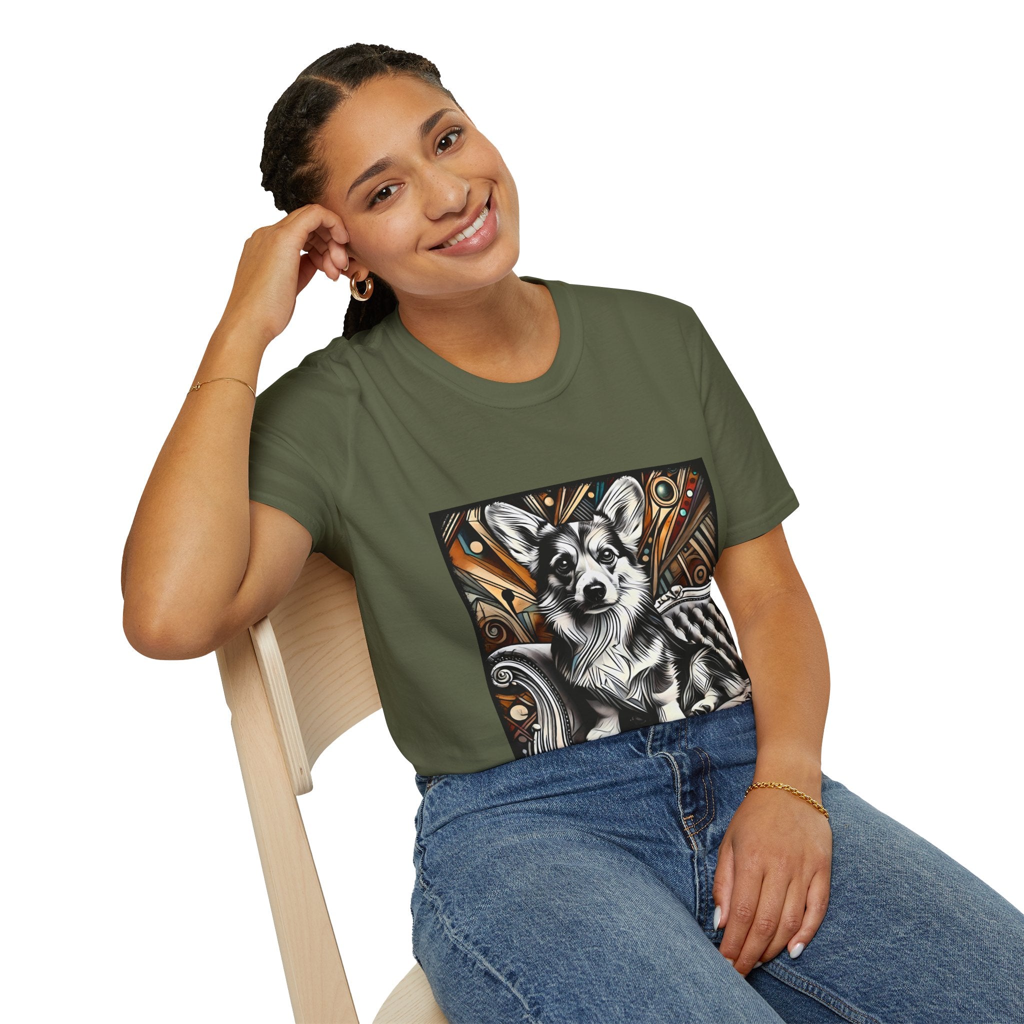 Pembroke Welsh Corgi B&W Warm Bold  | Unisex Dog T-Shirt