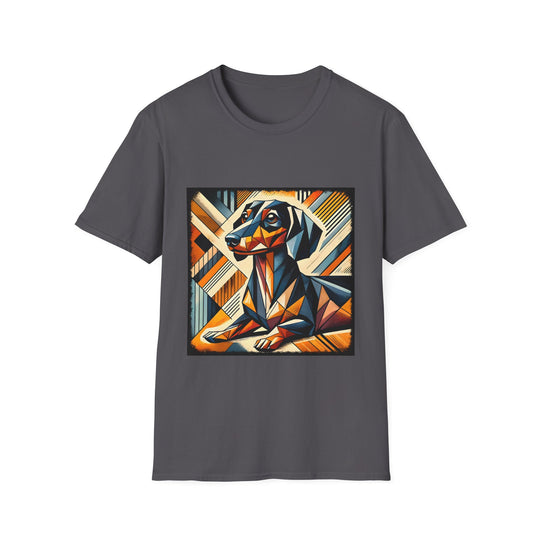 Dachshund Bold Geometric design dog lover unisex t-shirt in charcoal