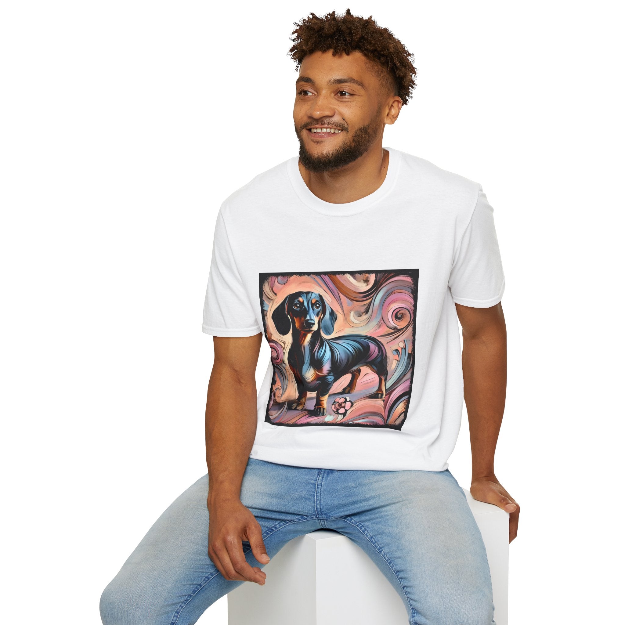 Dachshund Pink Swirl | Unisex Dog T-Shirt