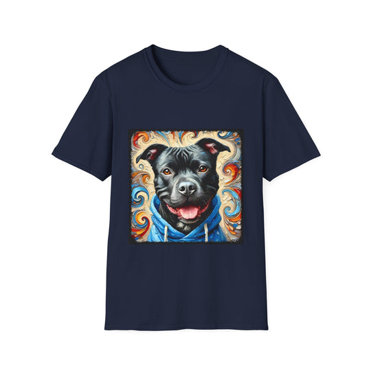 American Pit Bull Terrier Street Swirl design dog lover unisex t-shirt in navy