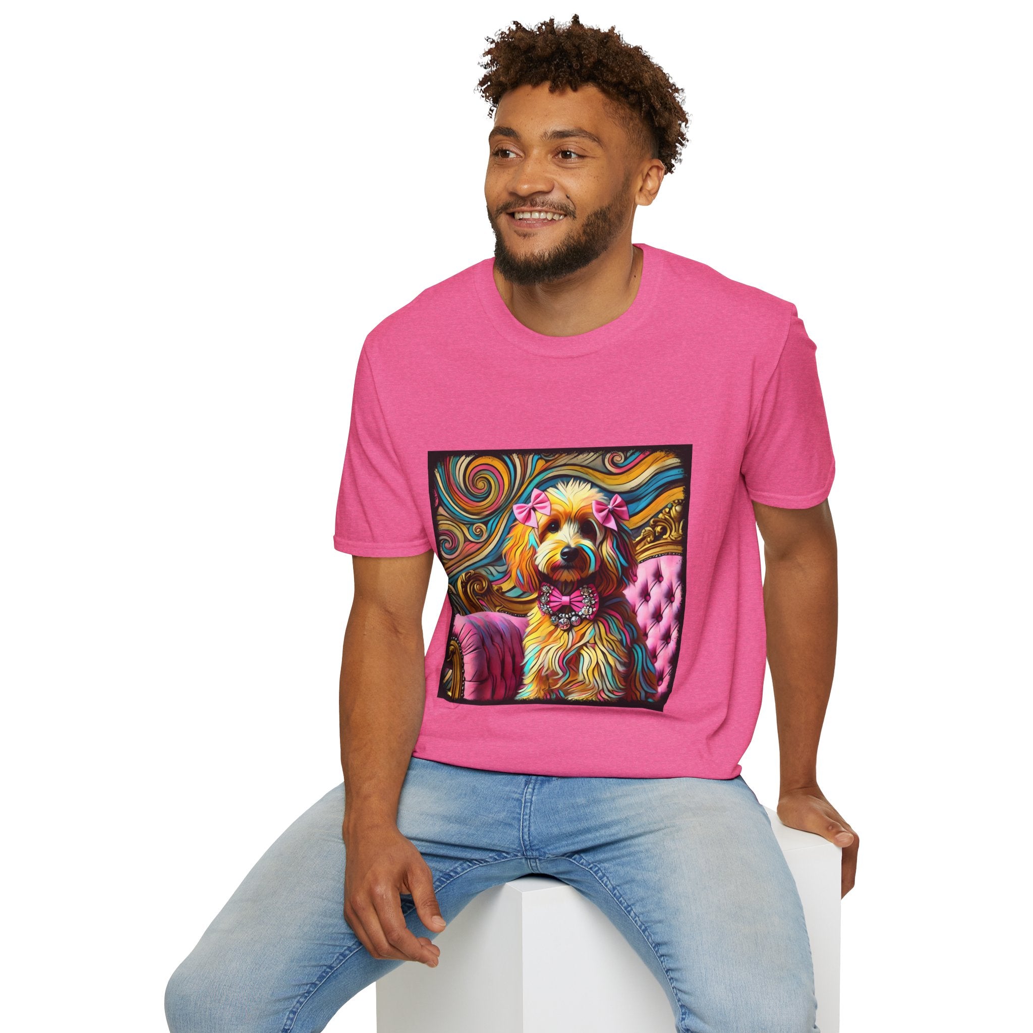 Goldendoodle Pink Diamond Bow Swirl  | Unisex Dog T-Shirt