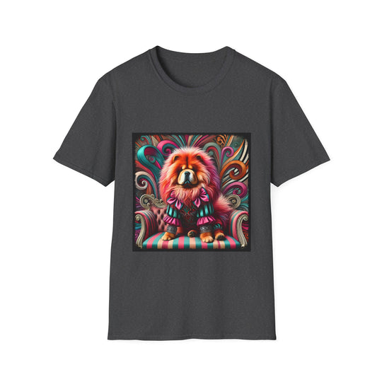 Chow Chow Pink Rocker design dog lover unisex t-shirt in dark heather