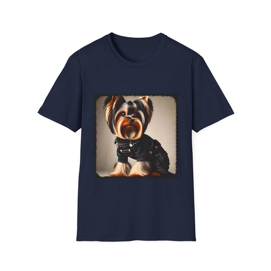 Yorkshire Terrier Denim Doll design dog lover unisex t-shirt in navy