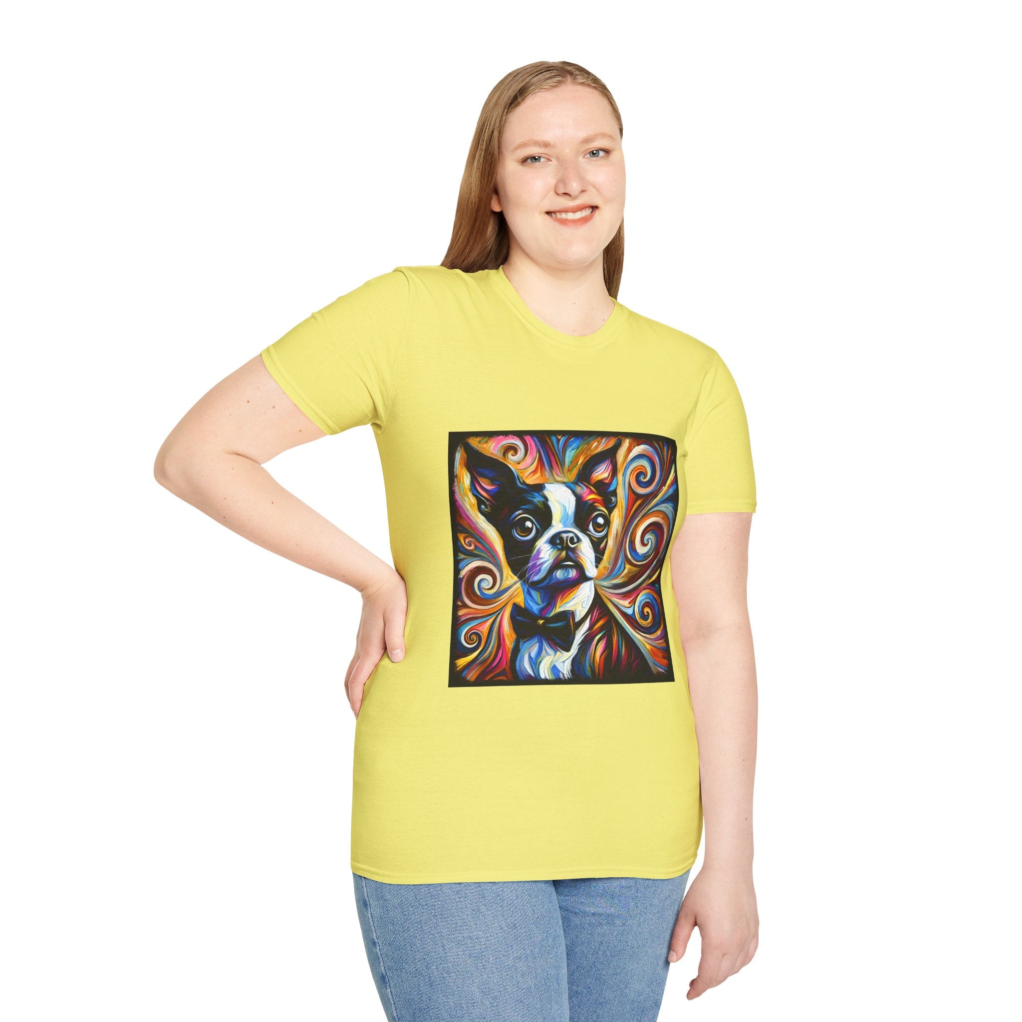 Boston Terrier Bowtie Swirl | Unisex Dog T-Shirt