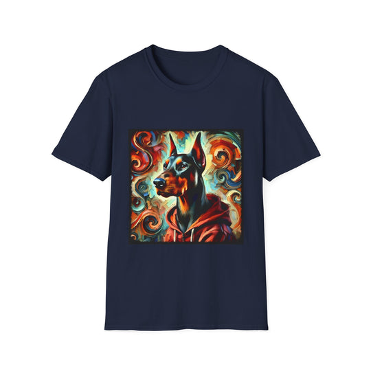 Doberman Pinscher Urban Swirl design dog lover unisex t-shirt in navy