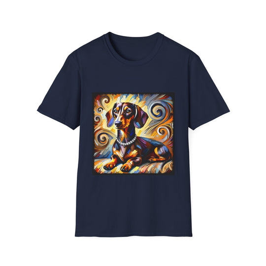 Dachshund Sun Swirl Unisex Dog T-Shirt unisex t-shirt in navy