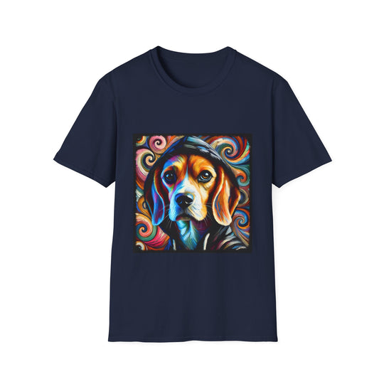 Beagle Relaxed Swirl design dog lover unisex t-shirt in navy