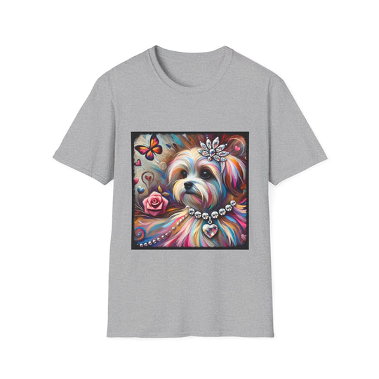 Maltese Diamond Heart Classic design dog lover unisex t-shirt in sport grey