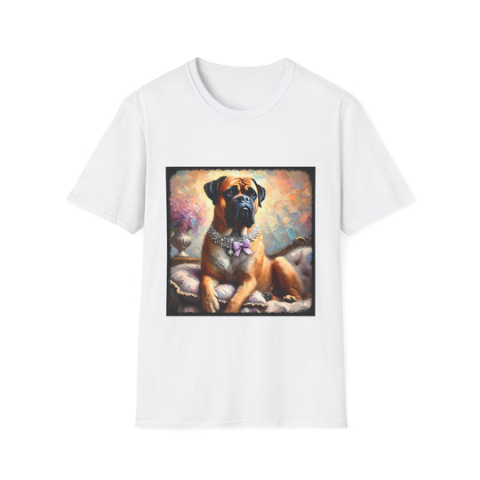 Bullmastiff Purple Bow Classic design dog lover unisex t-shirt in white
