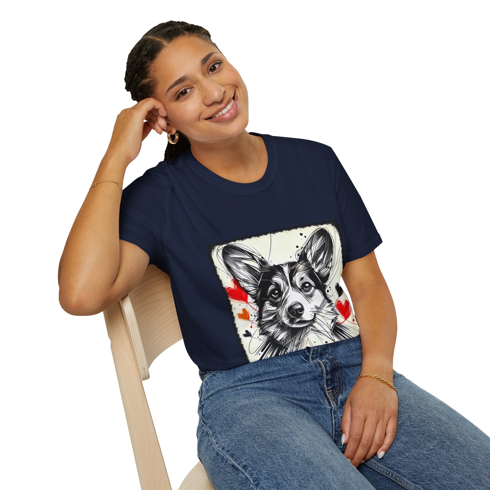 Pembroke Welsh Corgi Bold Heart Sketch | Unisex Dog T-Shirt