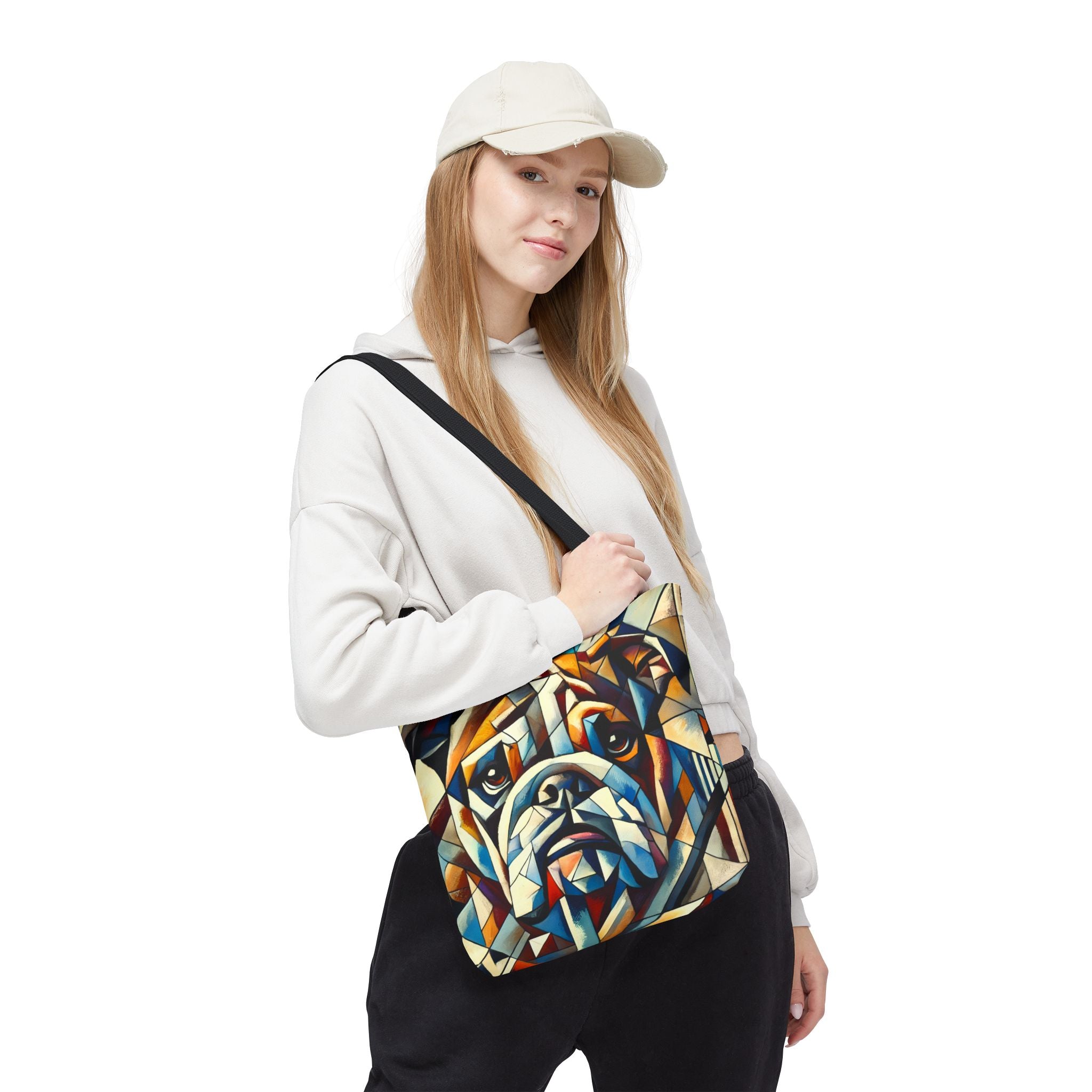Bulldog Tote Bag | Warm Geometric Dog Lover Gift