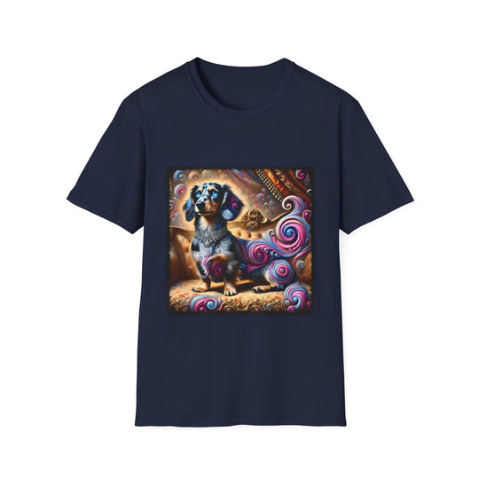 Dachshund Royal Swirl design dog lover unisex t-shirt in navy