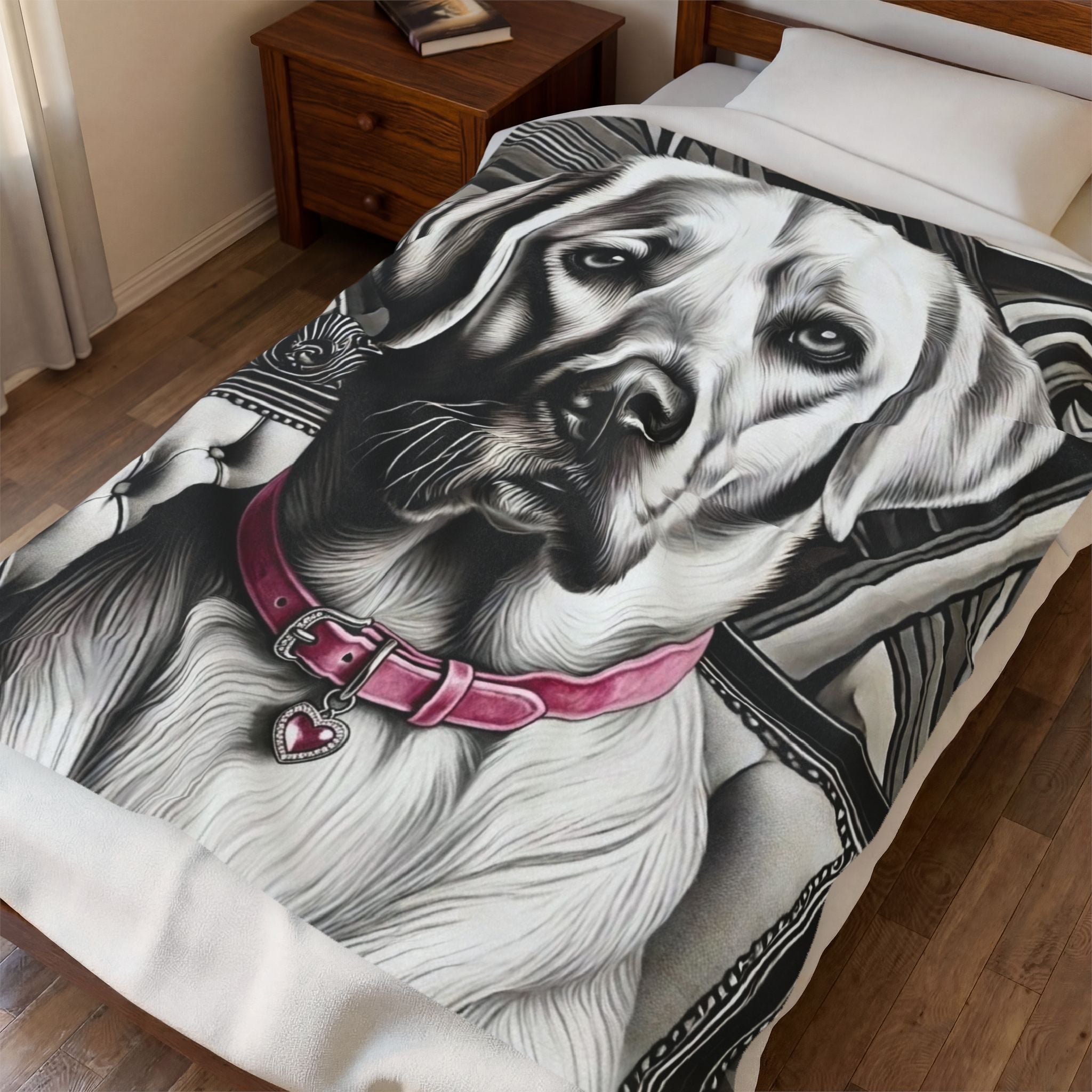 Labrador Retriever Blanket | B&W Pink Diamond Collar Dog Lover Gift