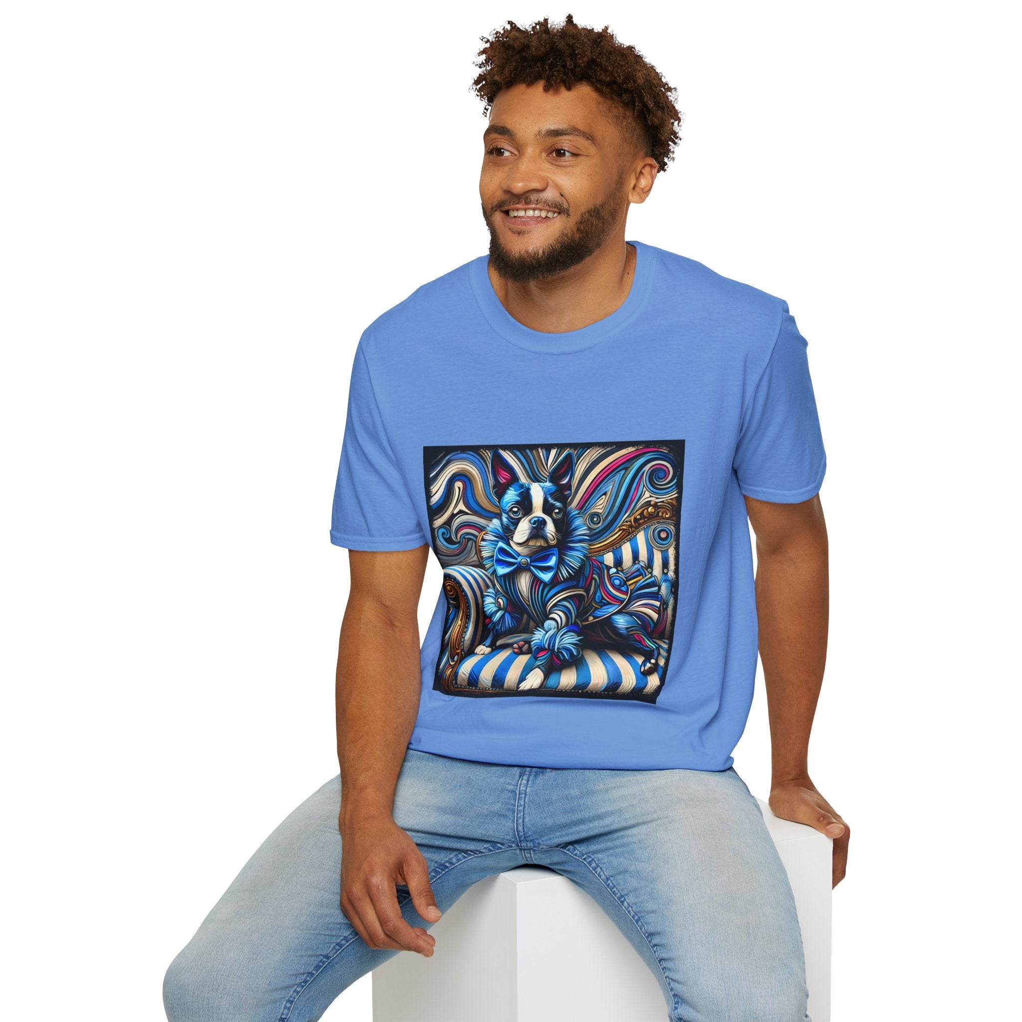 Boston Terrier Blue Rocker | Unisex Dog T-Shirt