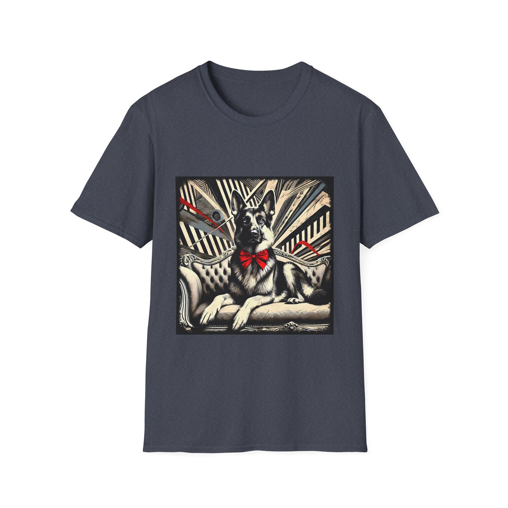 German Shepherd B&W Red Bow | Unisex Dog T-Shirt