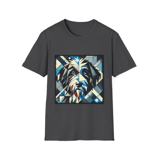 Bernedoodle Blue Geometric design dog lover unisex t-shirt in dark heather