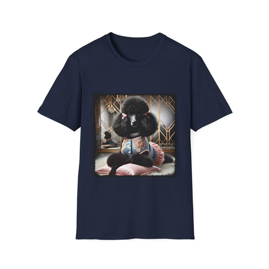 Poodle Satin Diva design dog lover unisex t-shirt in navy