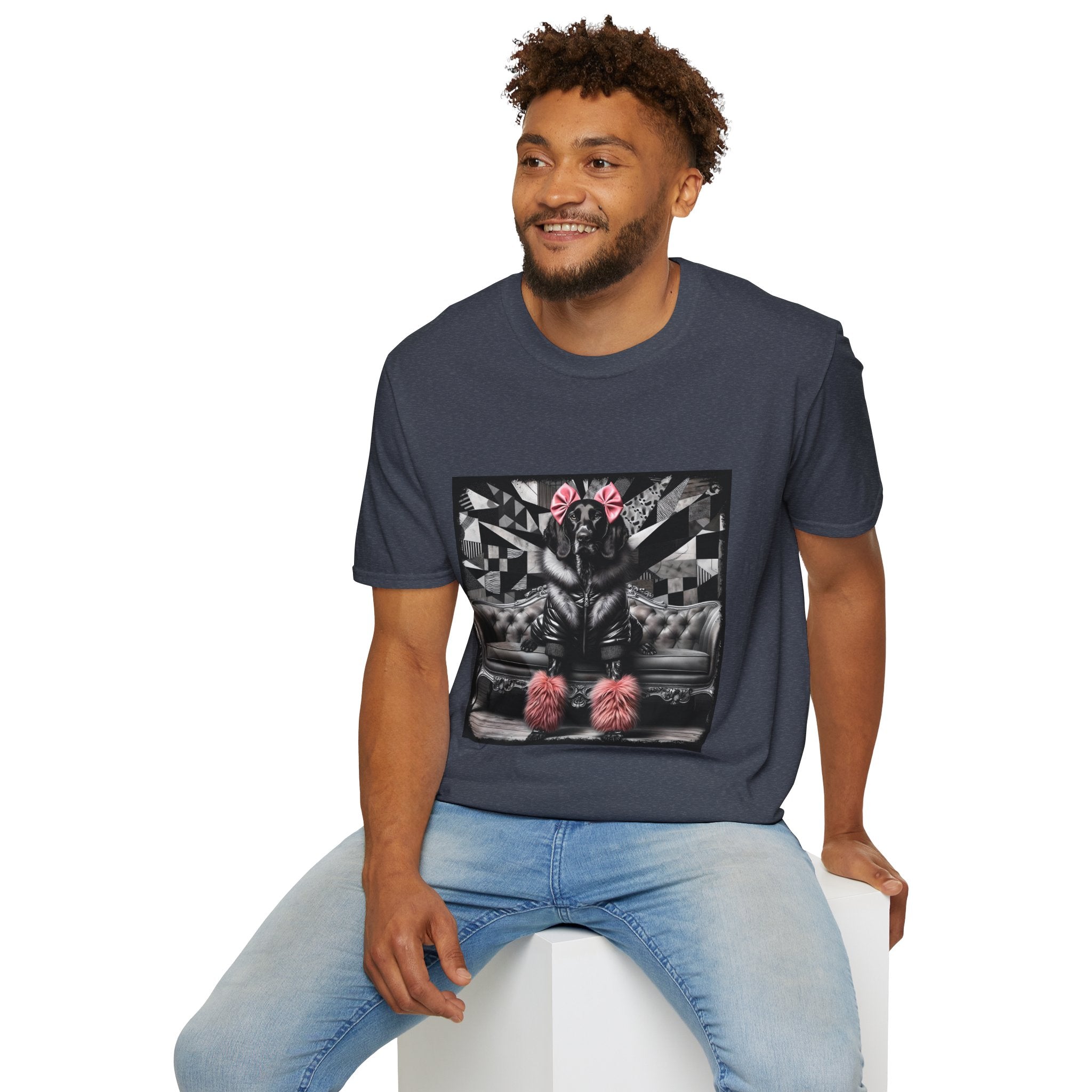 German Shorthaired Pointer B&W Pink Bow Rocker | Unisex Dog T-Shirt