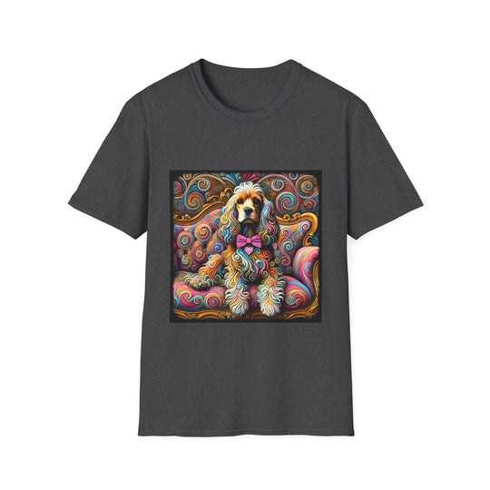 Cocker Spaniel Love Swirl design dog lover unisex t-shirt in dark heather