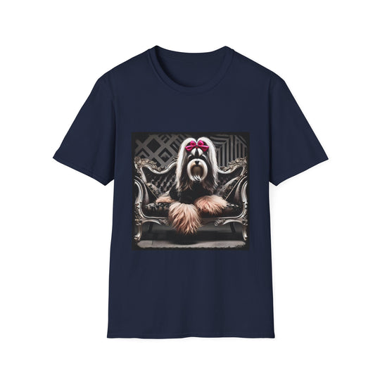 Lhasa Apso Daring Diva design dog lover unisex t-shirt in navy