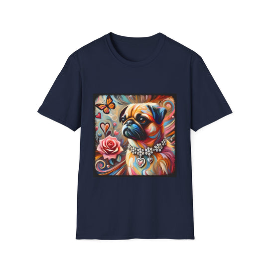 Pug Butterfly Classic design dog lover unisex t-shirt in navy