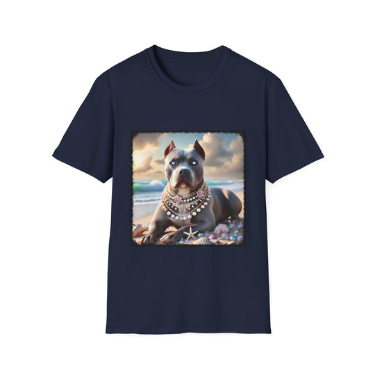 American Pit Bull Terrier Ocean Goddess design dog lover unisex t-shirt in navy