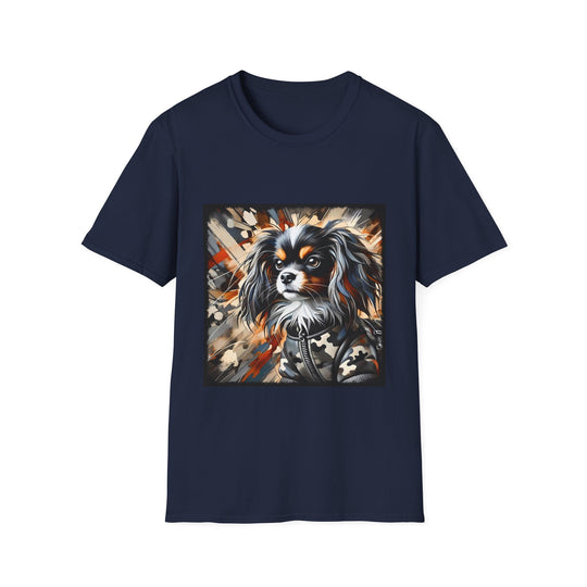 Cavalier King Charles Spaniel Bold Camo Classic design dog lover unisex t-shirt in navy
