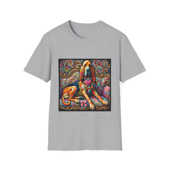 Bloodhound Love Swirl design dog lover unisex t-shirt in sport grey